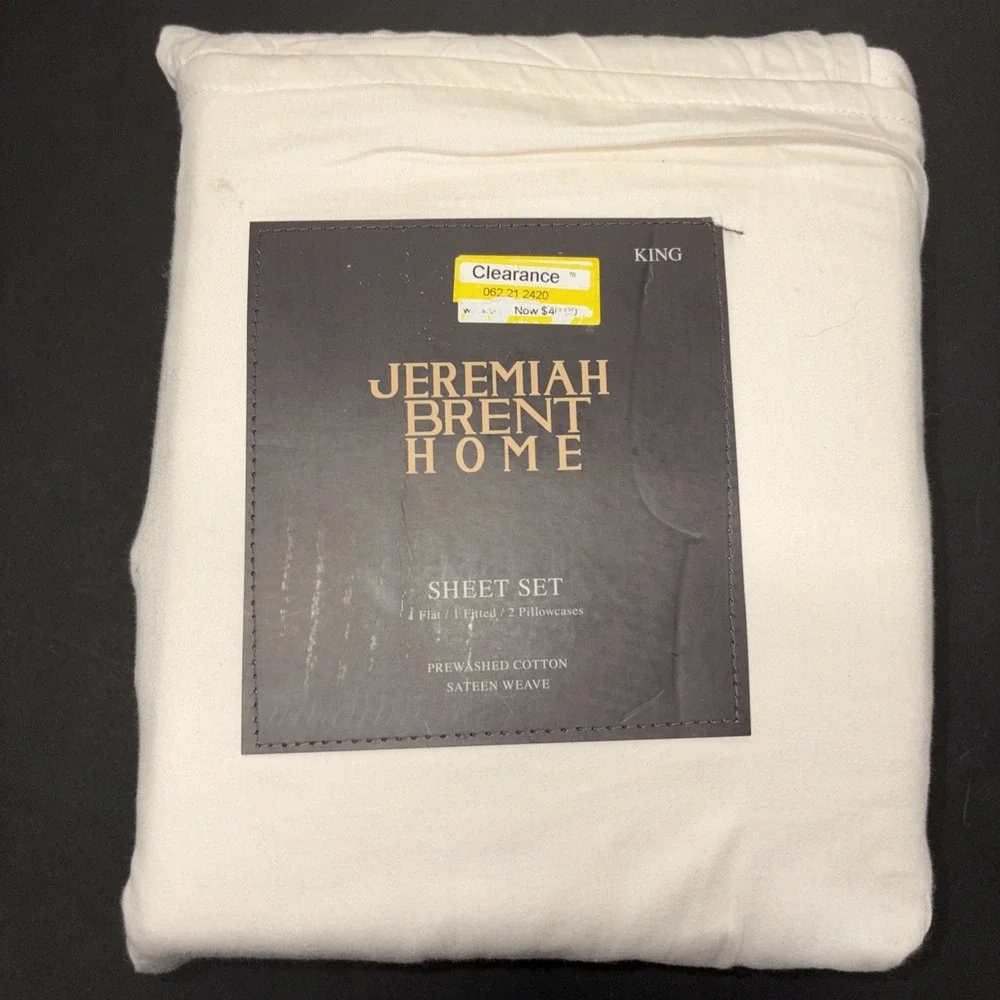 Jeremiah Brent Home Cotton Sateen Weave  4 Piece Sheet Set Size King 20729